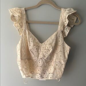 White Embellished Crop Blouse